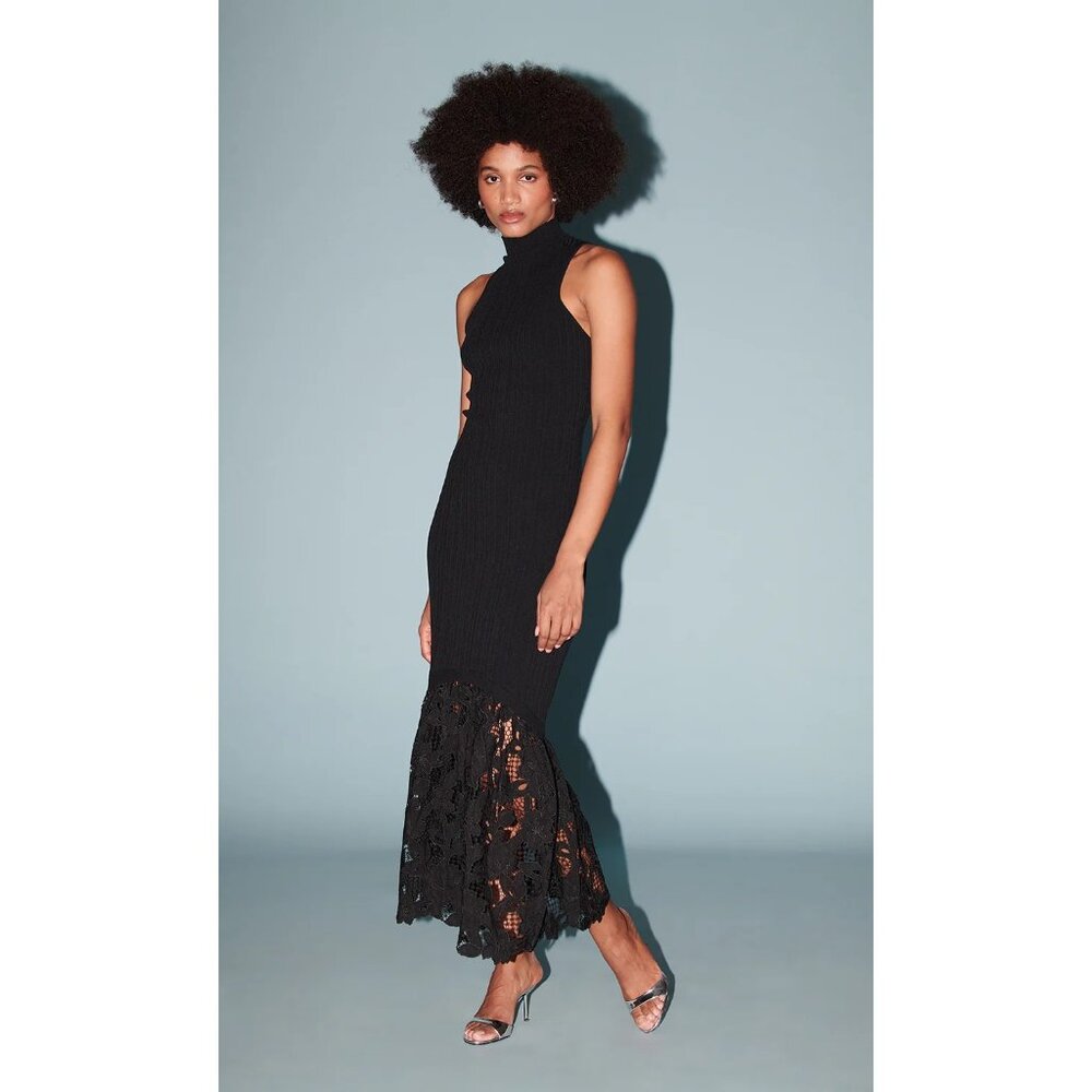 SAYLOR Rhiannon Dress in Black Small New Womens Midi knit - Picture 11 of 15